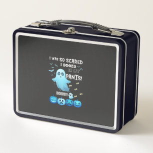 Booed Pants Halloween Ghost Blue Pumpkins Metal Lunch Box