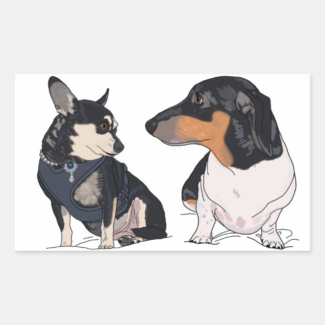 Boogie and Peanut, Dachshund and Chihuahua sticker (Front)