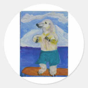 Boogie Board Bear Classic Round Sticker