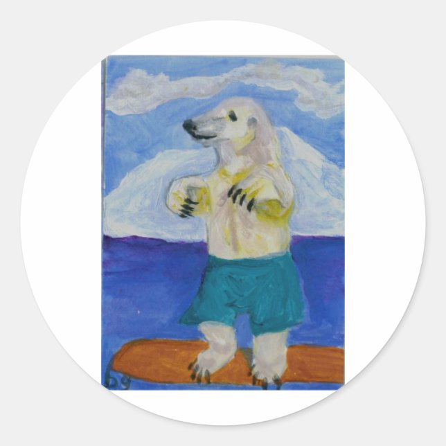 Boogie Board Bear Classic Round Sticker (Front)