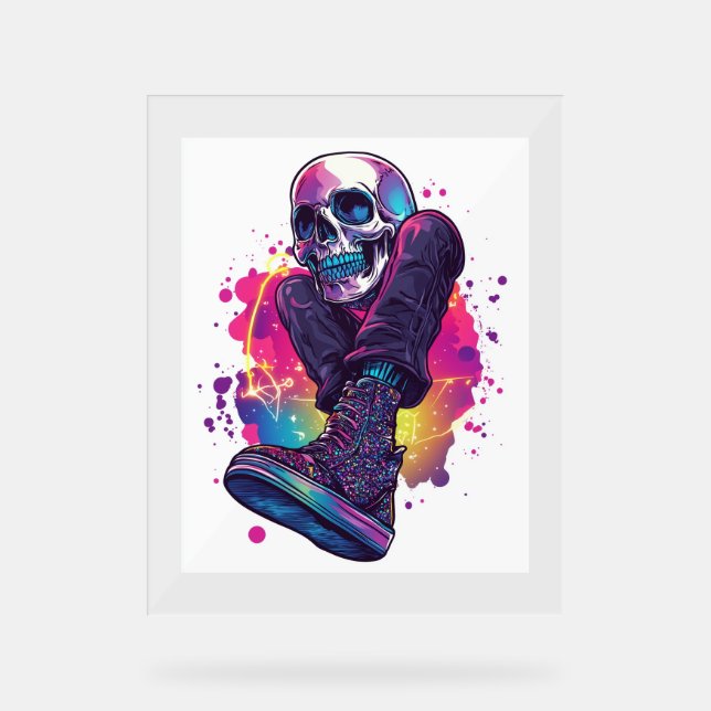 Boogie Bones – Funny 70s Disco Skull Acrylic Sign (Front)