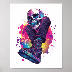 Boogie Bones � Funny 70s Disco Skull Poster