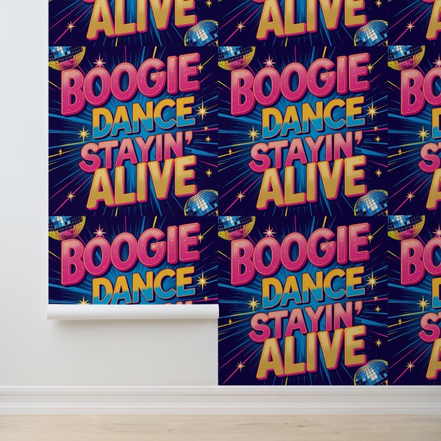 Boogie Dance Stayin' Alive Disco Party Removable Wallpaper (Application)