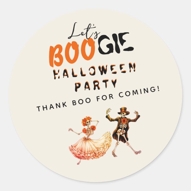 BOOGIE Skeleton Day Of Dead Halloween Welcome Sign Classic Round Sticker (Front)