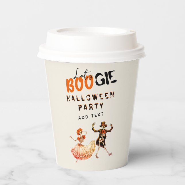 BOOGIE Skeleton Day Of Dead Halloween Welcome Sign Paper Cups (Front)
