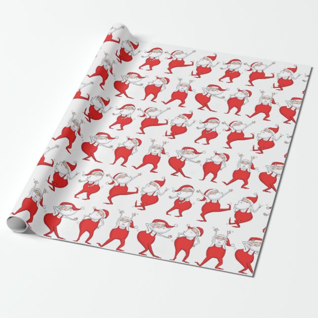 Boogie Woogie Santa Claus Christmas Gift Wrap (Unrolled)