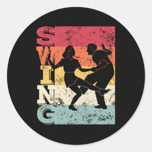 Boogie Woogie Swing Dancing Retro Colours Vintage Classic Round Sticker