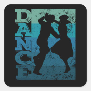 Boogie Woogie Swing Dancing Retro Colours Vintage Square Sticker