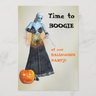 Boogie Zombie Witch Halloween Party Invitation