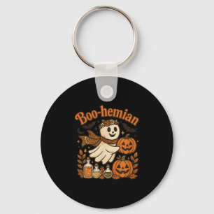 Boohemian Funny Retro Ghost Pumpkin Halloween Cost Key Ring