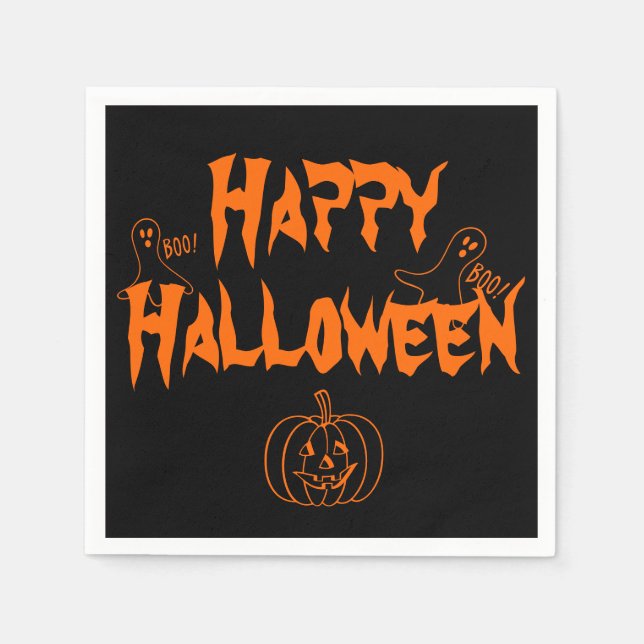 Booing Happy Halloween Napkin (Front)
