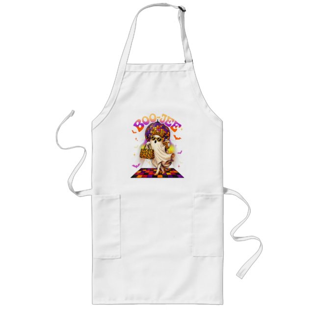 Boojee Ghost Halloween Boo JEE Disco Long Apron (Front)