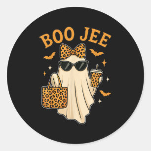 Boojee Ghost Halloween Shirt Women Girls Boo Jee G Classic Round Sticker