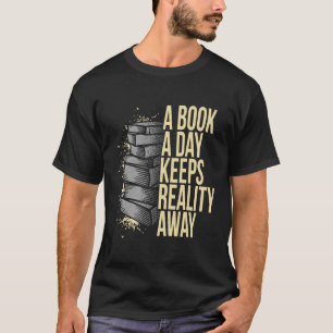 Book A Day Teacher Librarian Reading Tee