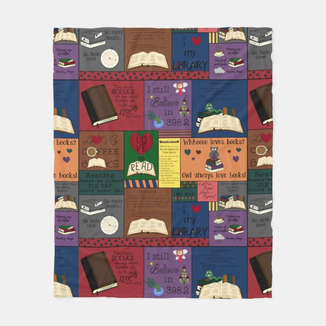 Book Addict Collage Fleece Blanket (Front)