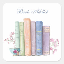Book Addict Customisable Square Sticker