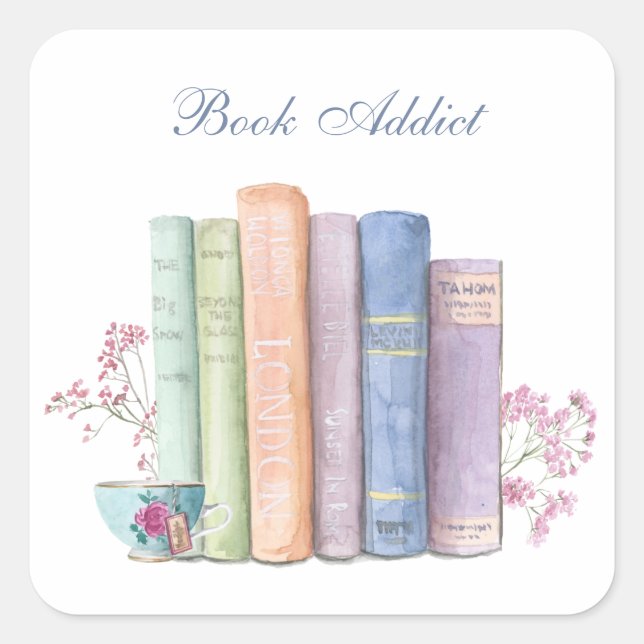 Book Addict Customisable Square Sticker (Front)