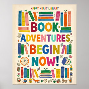 Book Adventures Library Poster