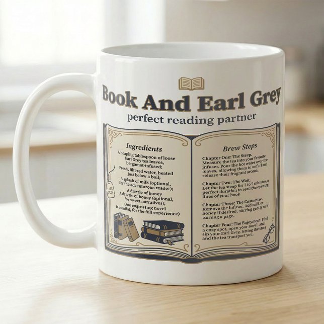Book and Earl Grey Tea Recipe Coffee Mug (Creator Uploaded)