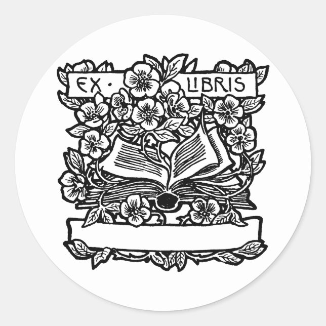 Book And Flowers Bookplate Stickers (Front)