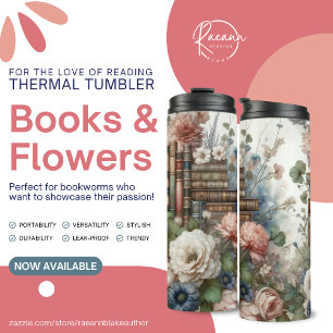Book and Flowers Thermal Tumbler