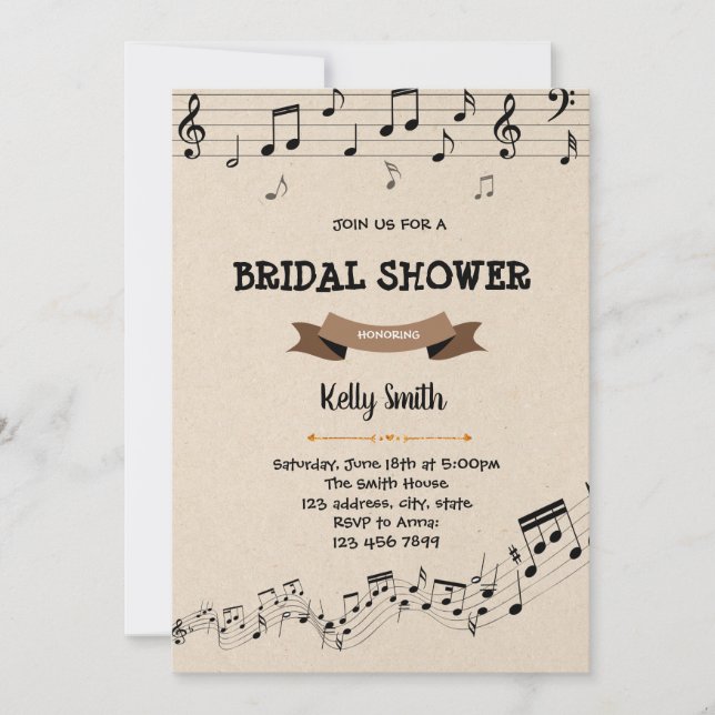 Book and music shower party invitation (Front)