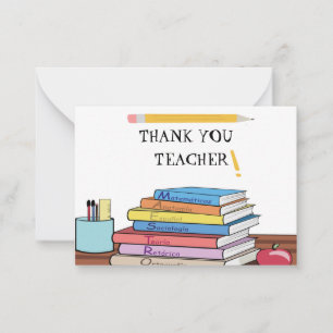 Book And Pencil Thank You Cards