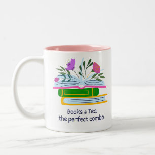 Book and tea the perfect combo coffee mug. Two-Tone coffee mug
