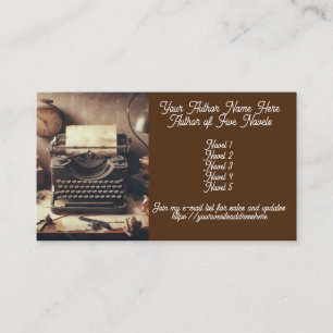 Book Author Manual Vintage Typewriter Brown Sepia Business Card