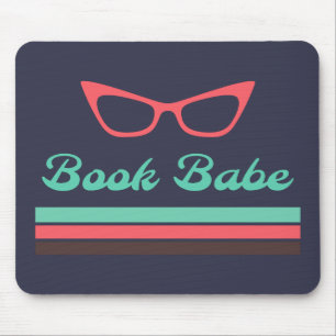 Book Babe with Cat Eye Glasses and Colour Bars Mouse Mat