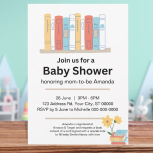 Book Baby Shower, Brunch and Books, Gender Neutral Invitation