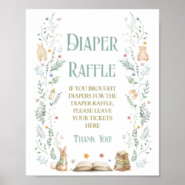 Book Baby Shower Diaper Raffle  Poster (Front)