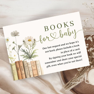 Book Baby Shower Floral Library Books For Baby Enclosure Card