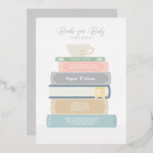 Book Baby Shower Foil Invitation