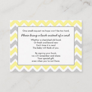 Book Baby Shower insert card yellow grey chevron
