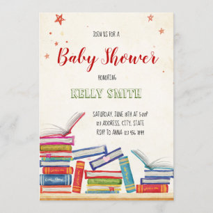 Book baby shower invitation