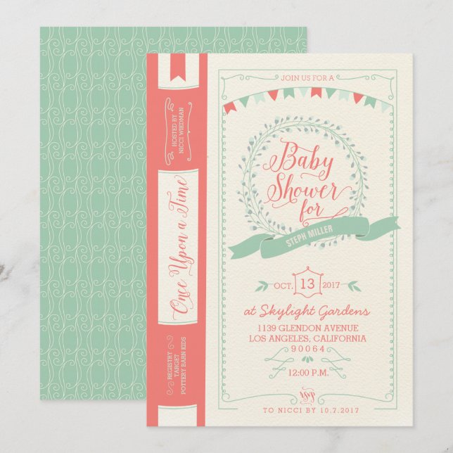 Book Baby Shower Invitations - Fairy Tale Invites (Front/Back)
