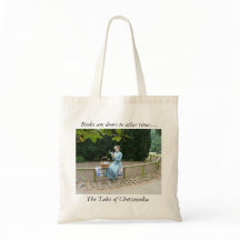 Book bag with lady reading
