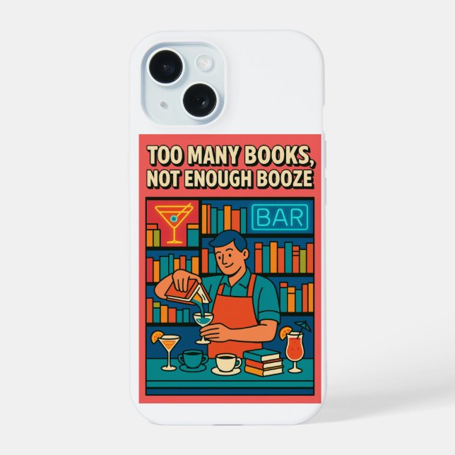 Book bar  funny meme quotes iPhone 15 case (Back)
