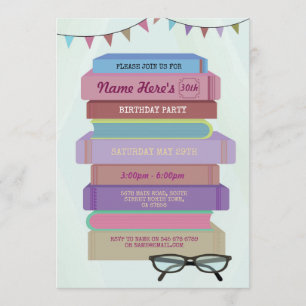 Book Birthday Library Invite Reading Pink Books