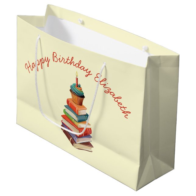 Book Birthday Party Kids Reading Large Gift Bag (Front Angled)