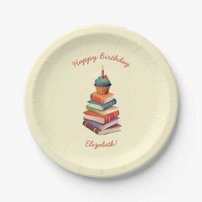 Book Birthday Party Kids Reading Paper Plate (Front)