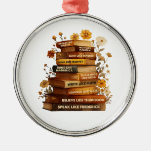 Book Black History Month Metal Tree Decoration