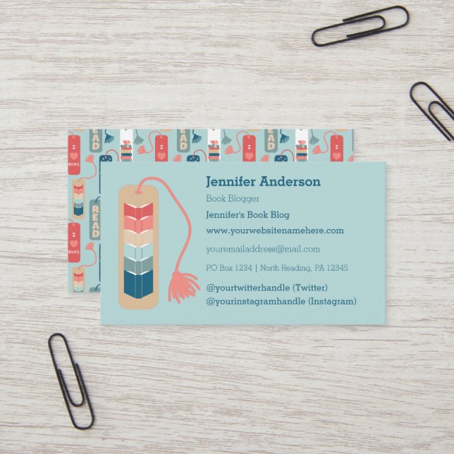 Book Bloggers Reviewers Librarians Bookmark Business Card (Front/Back In Situ)