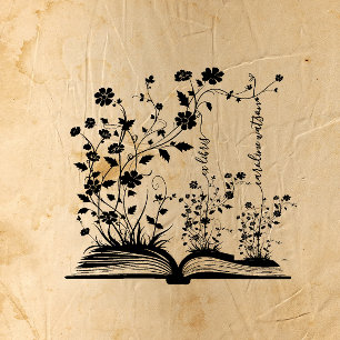 Book Bloom Ex libris Rubber Stamp