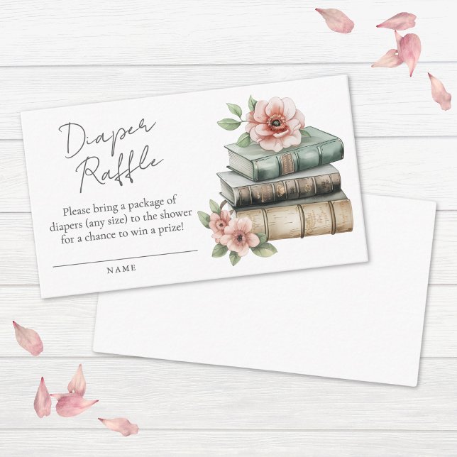 Book Blush Pink Floral Baby Shower Diaper Raffle Enclosure Card (Book Blush Pink Floral Baby Shower Diaper Raffle Enclosure Card)
