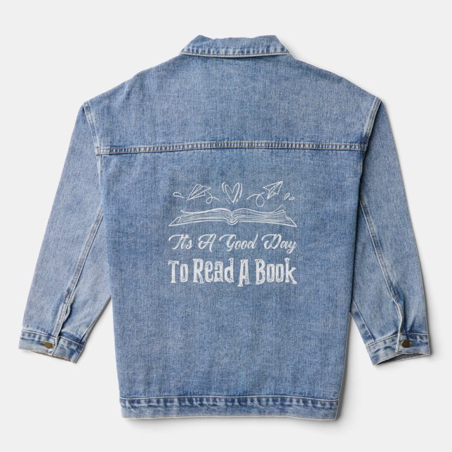Book  Bookish Reading Bookworm Bibliophile Nerd Ge Denim Jacket (Back)