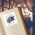 Book bookplate starry celestial night sky owl square sticker<br><div class="desc">Add a charming touch to your book collection with our Cute Book Plates from the Library. Perfect for personalising your favourite reads,  these adorable book plates make a delightful gift for book lovers and help keep your library organised.
Designed By The Arty Apples</div>