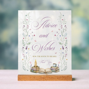 Book Bridal Shower Advice and Wishes  Acrylic Sign