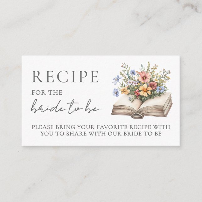 Book Bridal Shower Recipe Enclosure Card (Front)